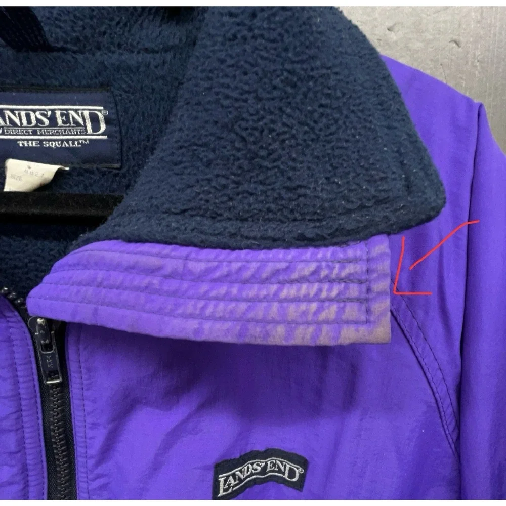 Vtg Lands End Squall Jacket Women‎ M Purple Fleece Lined Zip Pockets Outdoor USA